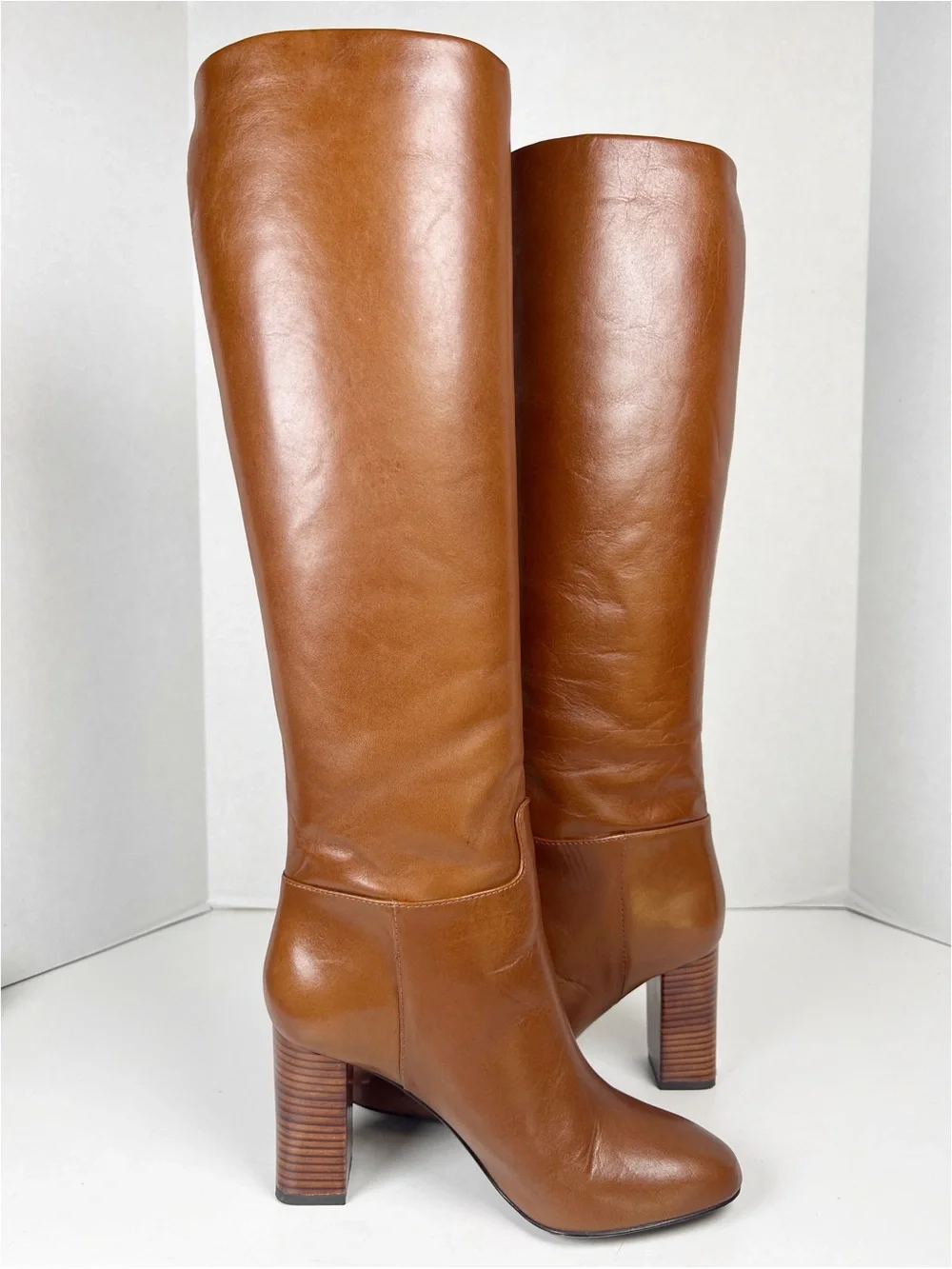 TORY BURCH Women’s Size 5M Carmelite Brown Leather Devon Block Heel Tall Boot